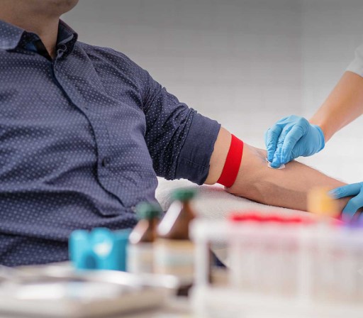 A blood test being done