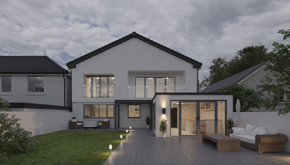 A house with an aluminium doors and windows