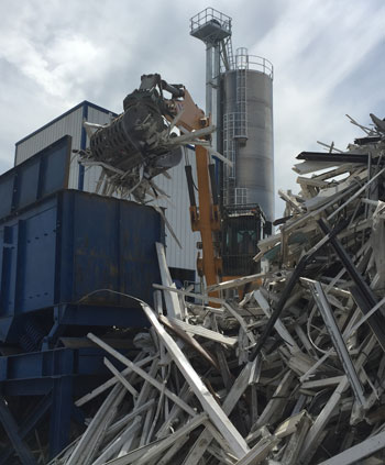 A pile of PVC-U for recycling