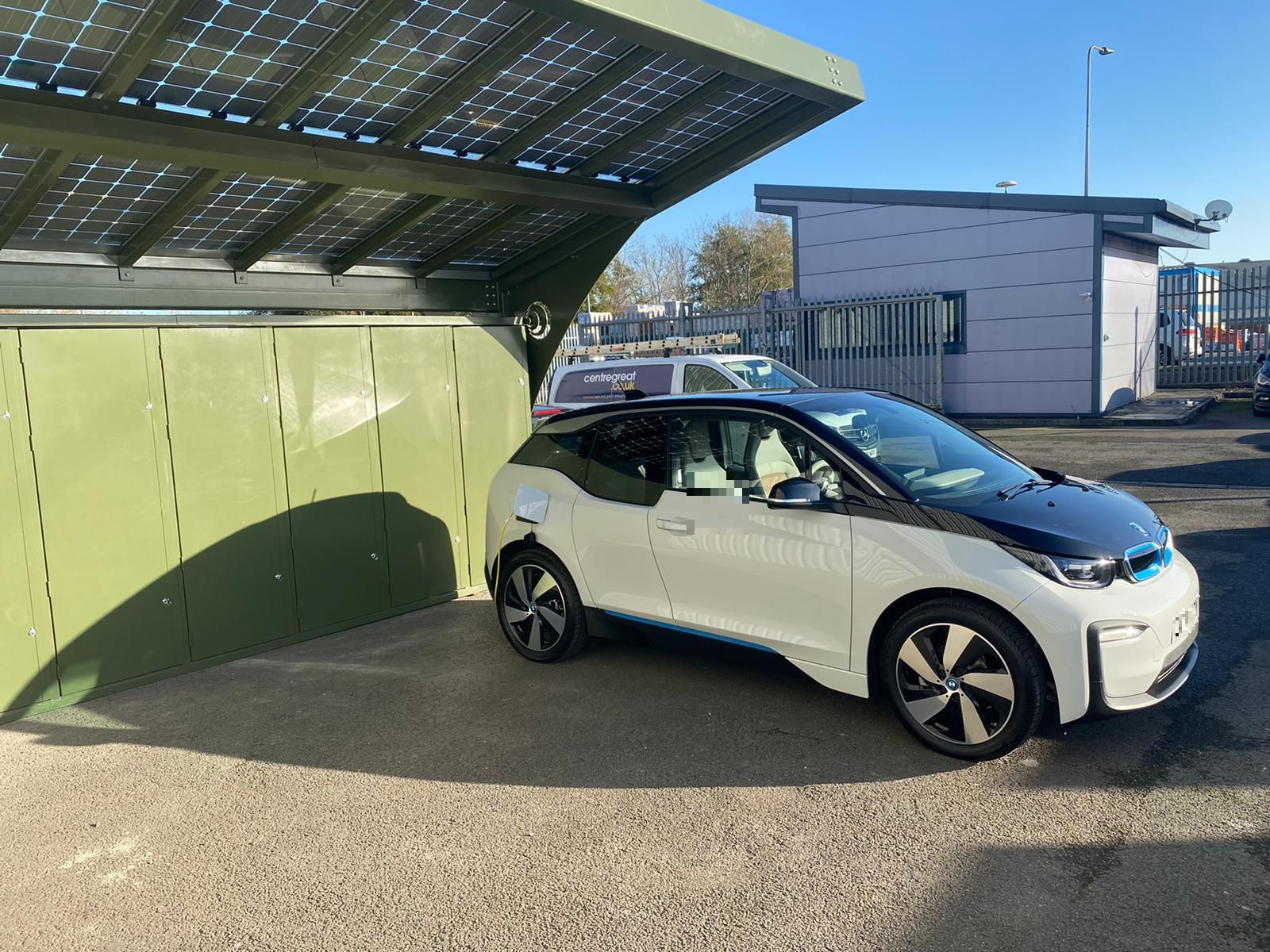 A solar-powered EV carport.