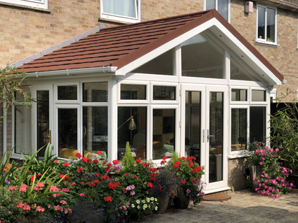 A tiled conservatory roof