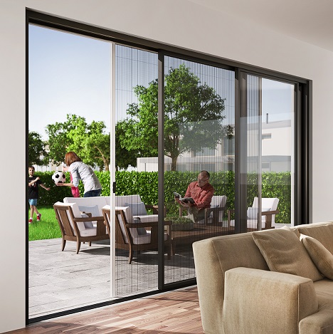 Artists impression of the fly-screen installed into a sliding patio door