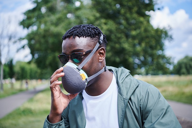 A man wearing a face mask