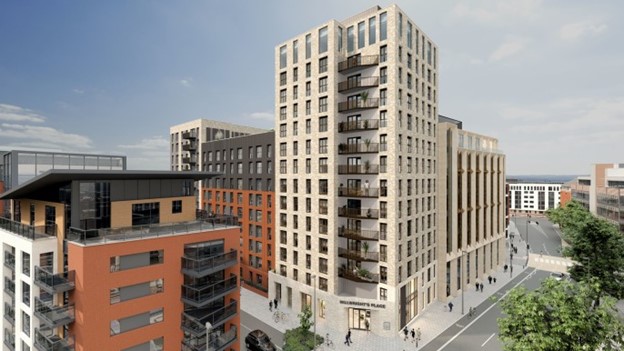 An impression of the Millwrights Place and Coopers Court residential developments.