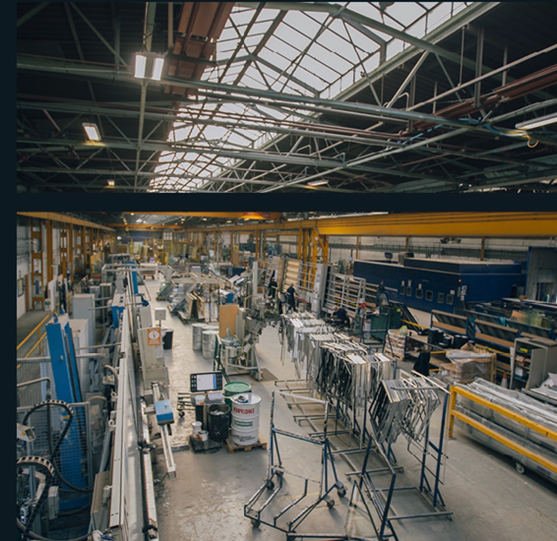 Inside a glass factory