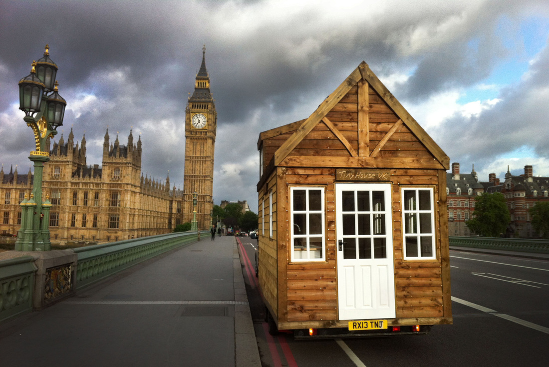 A Mark Burton tiny home next to Big Ben London