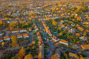 An aerial image of an urban development