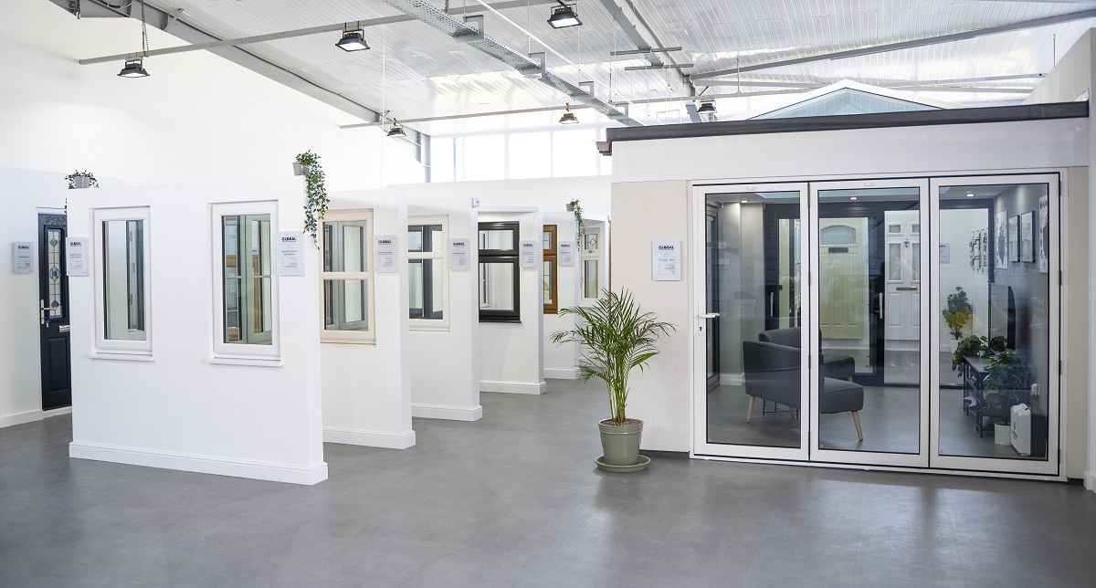 A composite door showroom