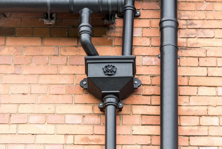 The heritage gutters & drainage at Wightwick Hall School.