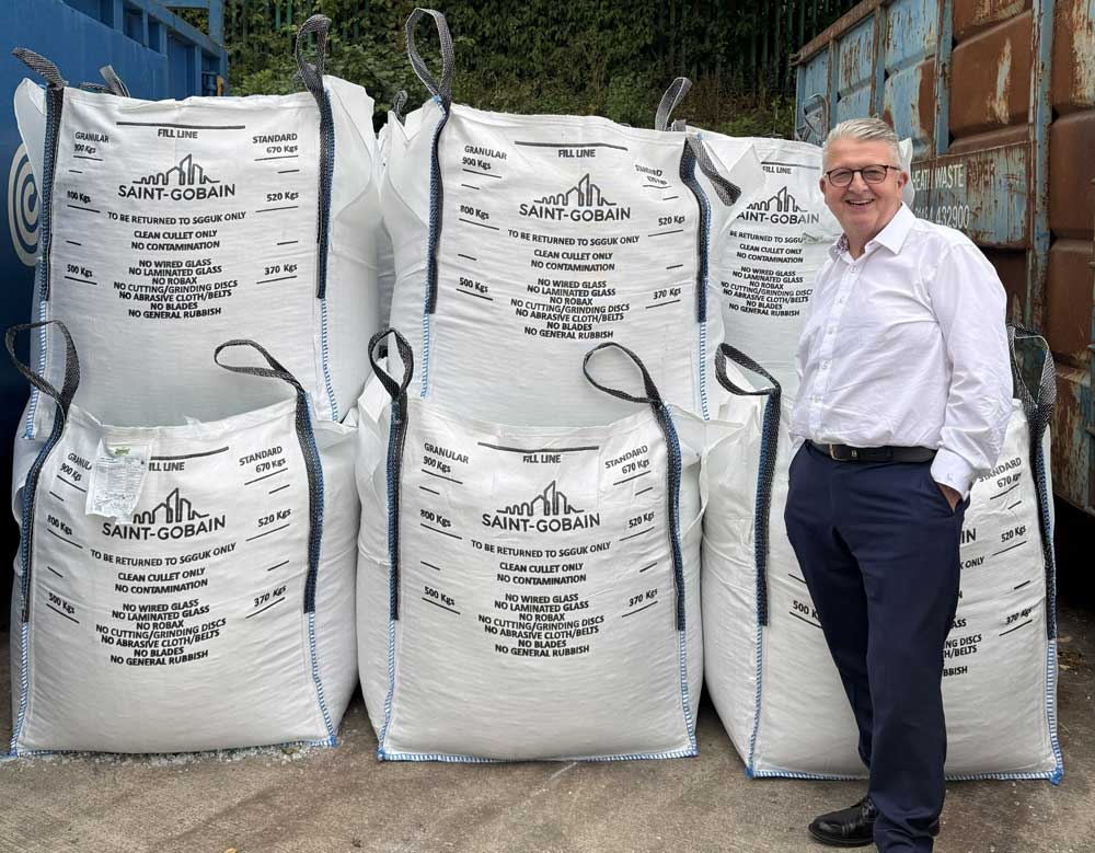 Ian Short with tonnes of cullet