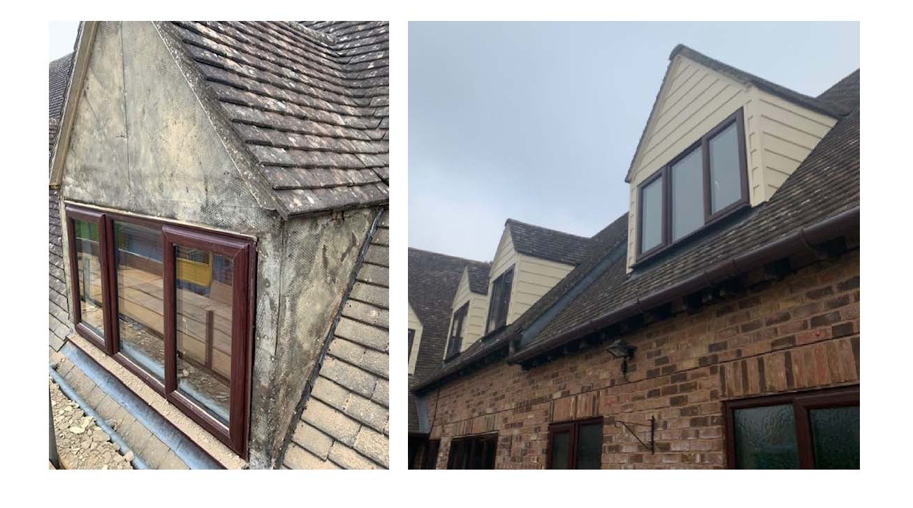 Before ann d after of a new dormer window