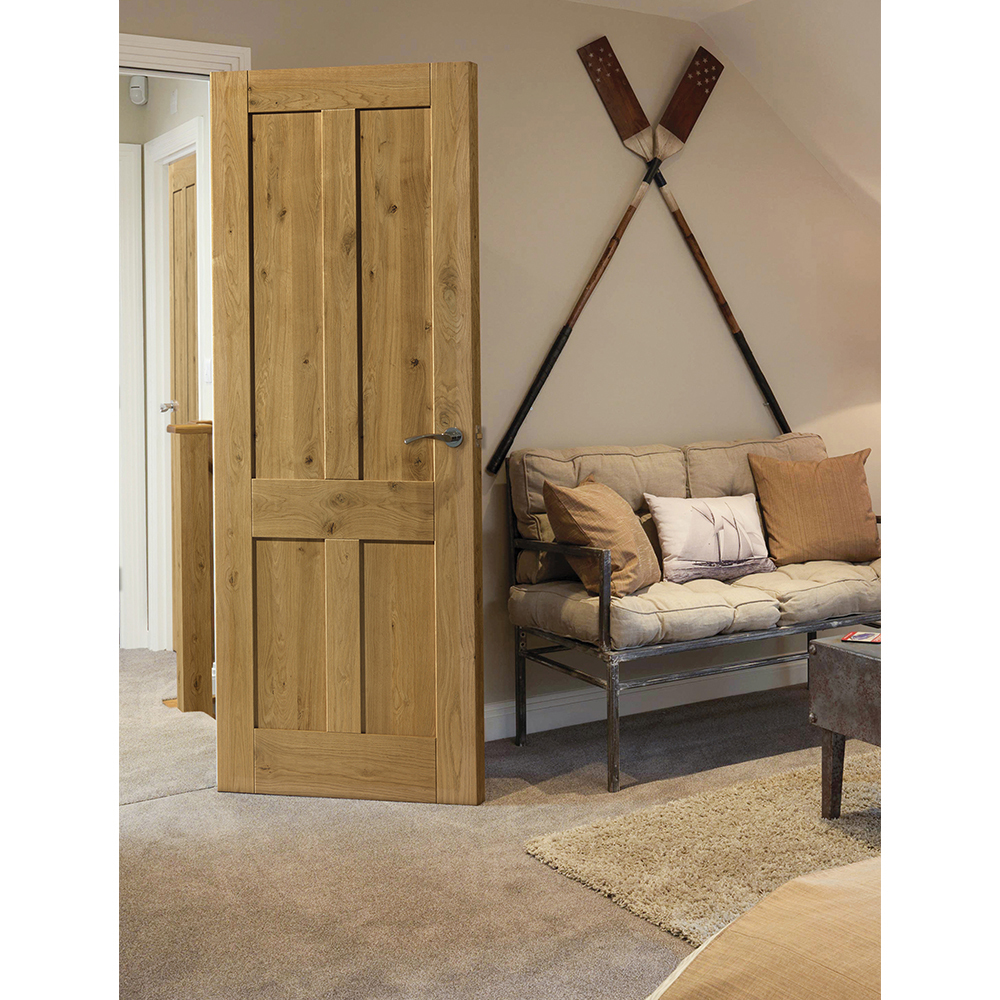 A wooden interior door