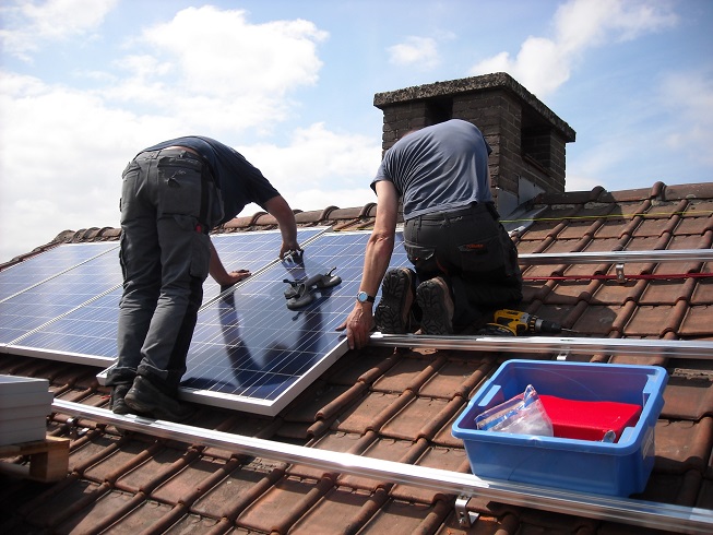 Solar panels being installed